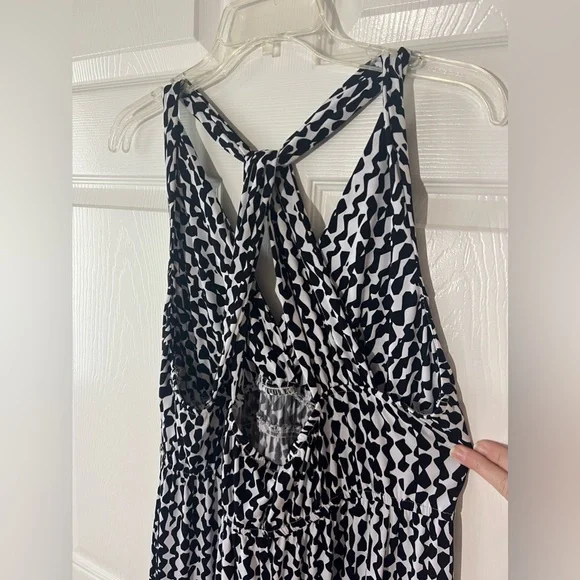 Vintage 90s Necessary Objects B&W‎ Tessellation Pattern Maxi Dress, Sz 3X - Picture 3 of 10